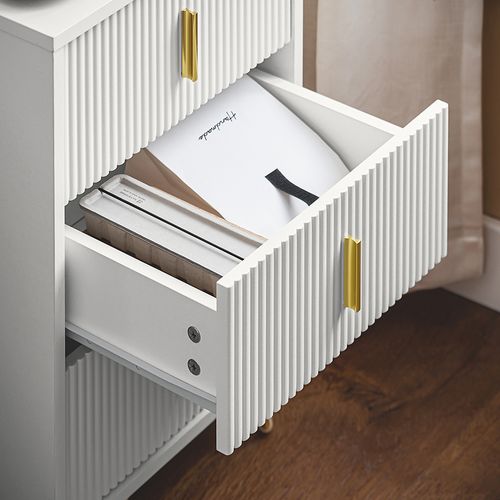 Table De Chevet Avec 3 Tiroirs, Blanc