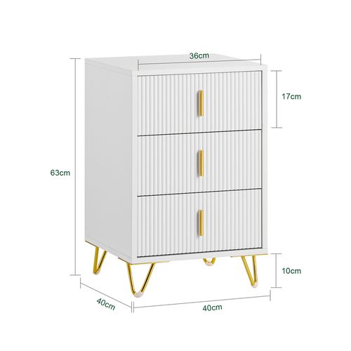 Table De Chevet Avec 3 Tiroirs, Blanc