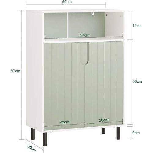 Meuble Bas De Salle De Bain Avec 1 Compartiment Ouvert, 2 Portes, BZr138-gr