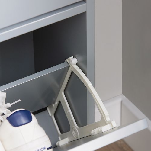 Meuble à Chaussures Meuble De Rangement à Chaussures Avec 3 Abattants, Gris, Fsr151-h-hg