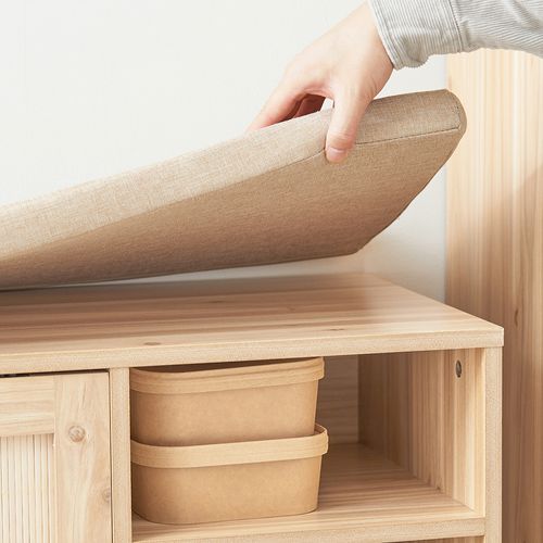 Banc à Chaussures Avec Coussin Rembourré, Étagères Et 2 Portes Coulissantes, Fsr163-n