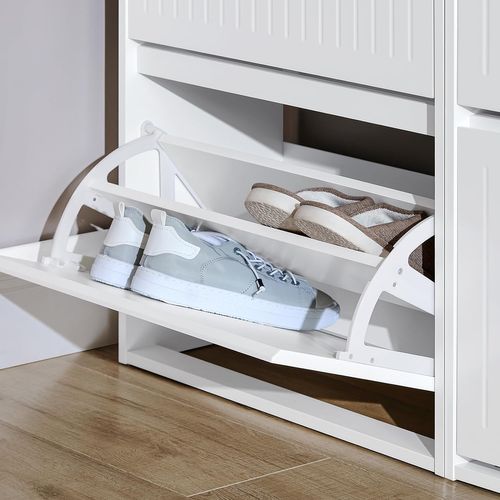Meuble à Chaussures Meuble D'entrée Avec 2 Abattants, Blanc, Fsr165-k-w