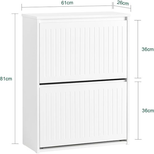 Meuble à Chaussures Meuble D'entrée Avec 2 Abattants, Blanc, Fsr165-k-w