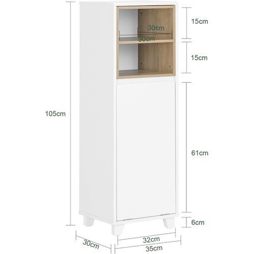 Meuble Bas De Salle De Bain Sur Pied Avec 1 Panier à Linge, Blanc, BZr146-w