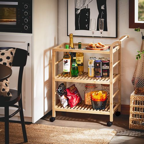 HOOBRO Chariot De Service, Desserte Pour Boissons, Meuble De Cuisine, Avec Porte-Bouteilles, Porte-Verres, Doré - Maison