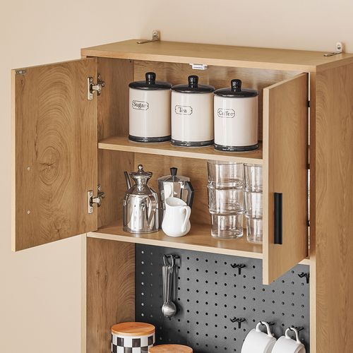 Buffet De Cuisine Multifonction – 2 Portes, 2 Tiroirs, 1 Compartiment, Panneau Perforé, 60x40x170 Cm