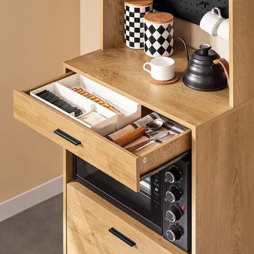 Buffet De Cuisine Multifonction – 2 Portes, 2 Tiroirs, 1 Compartiment, Panneau Perforé, 60x40x170 Cm