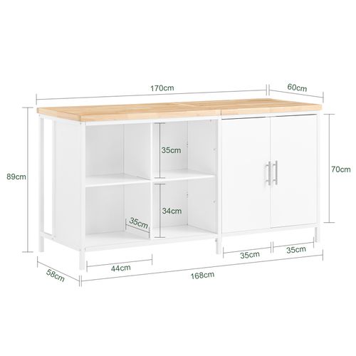 Îlot Central De Cuisine Avec 2 Portes, 4 Compartiments Cubes, Blanc Knl09-wn