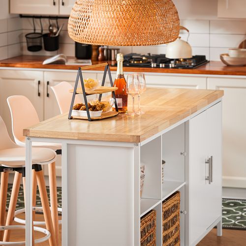 Îlot Central De Cuisine Avec 2 Portes, 4 Compartiments Cubes, Blanc Knl09-wn