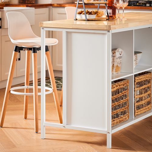 Îlot Central De Cuisine Avec 2 Portes, 4 Compartiments Cubes, Blanc Knl09-wn