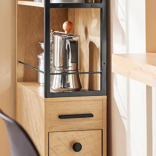 Meuble Colonne à Roulettes – Rangement Étroit 3 Niveaux, 3 Tiroirs, 40x20x169,5 Cm