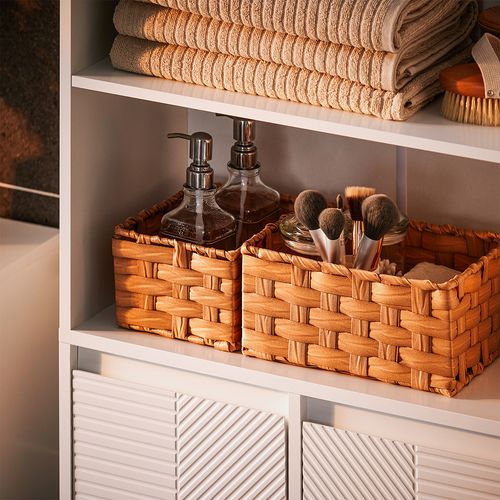 Armoire De Salle De Bain Haute Avec Sac à Linge, Colonne Meuble Salle De Bain,blanc, BZr155-w