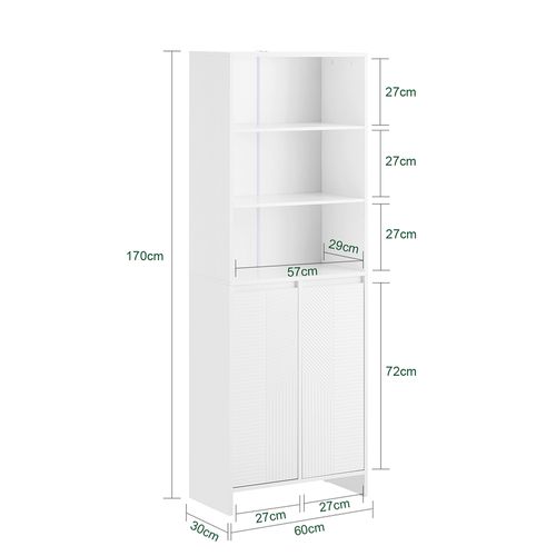 Armoire De Salle De Bain Haute Avec Sac à Linge, Colonne Meuble Salle De Bain,blanc, BZr155-w