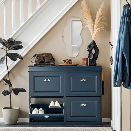 Rangement Chaussure, Meuble D'entrée, Meuble De Rangement à Chaussures Armoire, bleu, Fsr79-b