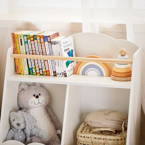 Bibliothèque Enfant à 3 Étagères Blanc 35x61.01x70.99cm Moderne Kmb100-k-w