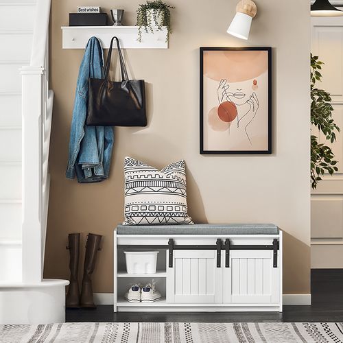 Meuble à Chaussures, Porte-chaussures Avec 2 Portes, Meuble D'entrée,blanc,fsr133-k-w