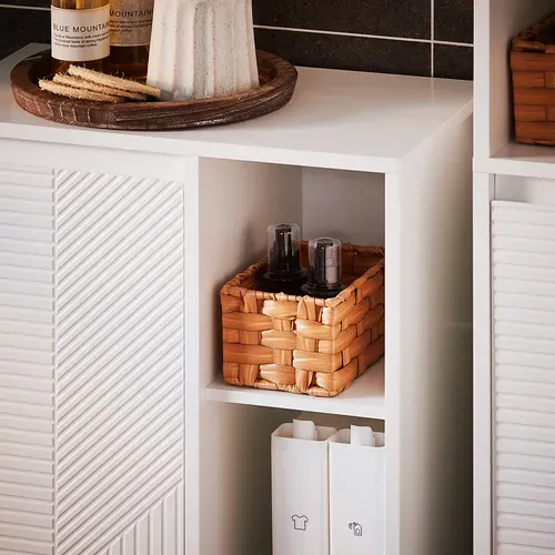 Meuble Bas De Salle De Bain, Commode Pour Salle De Bain,coffre à Linge, Blanc, BZr156-w