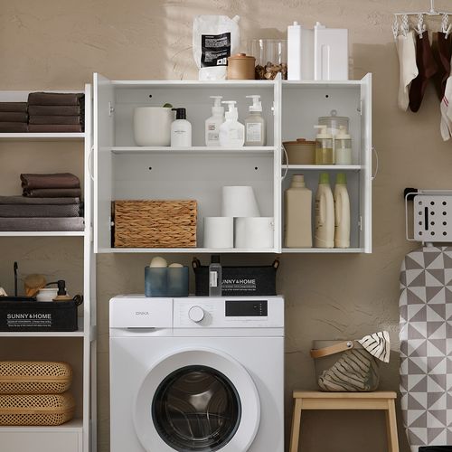 Armoire Murale De Salle De Bain, Meuble Suspendu À 3 Portes, 90x30x60 Cm, Blanc, Pratique Et Élégant