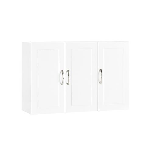 Armoire Murale De Salle De Bain, Meuble Suspendu À 3 Portes, 90x30x60 Cm, Blanc, Pratique Et Élégant
