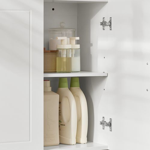 Armoire Murale De Salle De Bain, Meuble Suspendu À 3 Portes, 90x30x60 Cm, Blanc, Pratique Et Élégant