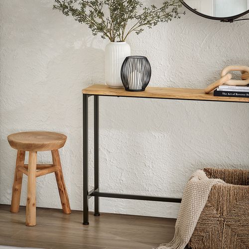 Table Console, Table d'appoint pour Salon, Chambre, 120x20x65cm, Nature et Noir