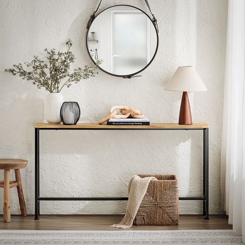 Table Console, Table d'appoint pour Salon, Chambre, 120x20x65cm, Nature et Noir