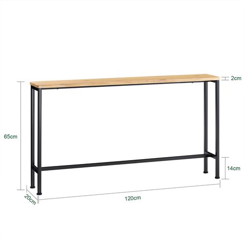 Table Console, Table d'appoint pour Salon, Chambre, 120x20x65cm, Nature et Noir