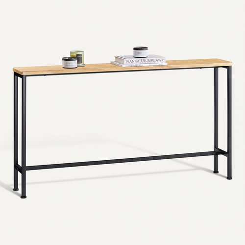 Table Console, Table d'appoint pour Salon, Chambre, 120x20x65cm, Nature et Noir