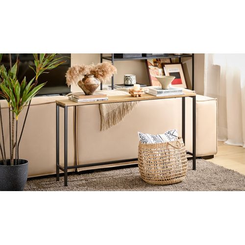 Table Console, Table d'appoint pour Salon, Chambre, 120x20x65cm, Nature et Noir