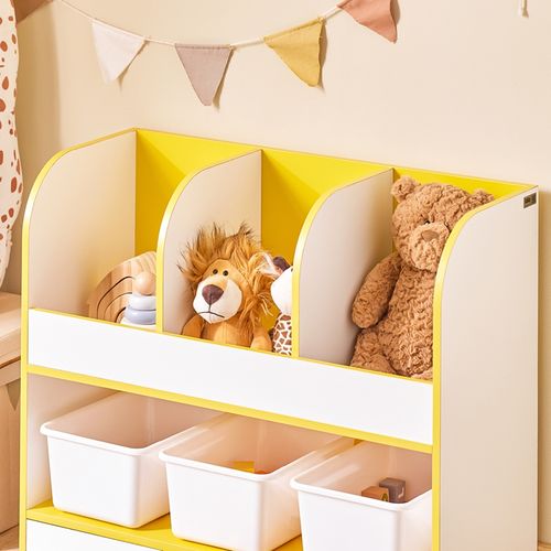 Meuble Rangement Enfant, Étagère à Livres Et Boîtes, 3 Compartiments, 70x30x58 Cm