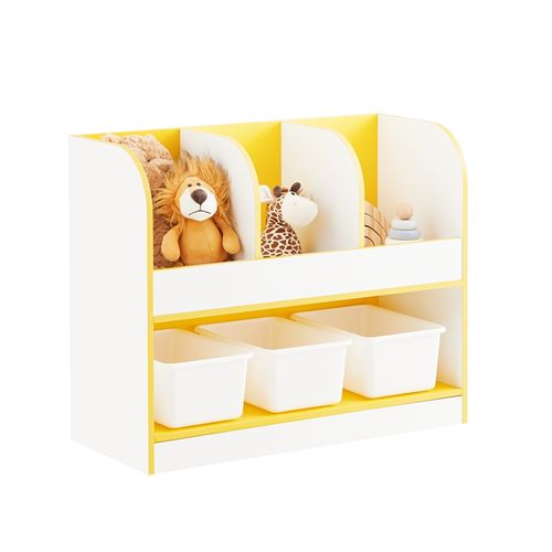 Meuble Rangement Enfant, Étagère à Livres Et Boîtes, 3 Compartiments, 70x30x58 Cm