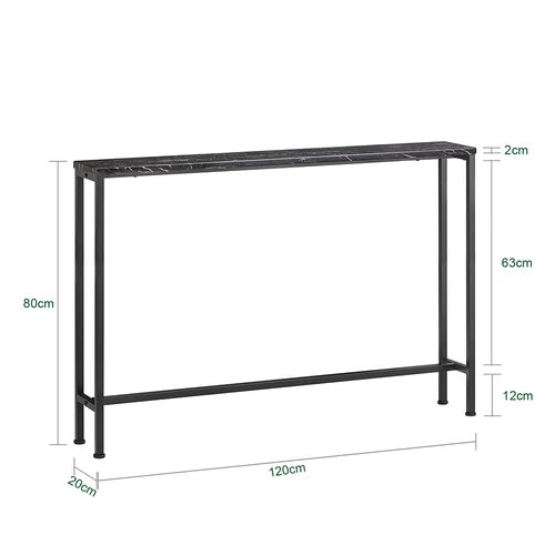 Table Console En Métal, Table D'appoint 4 Pieds, 120 X 20 X 80 Cm, Noir
