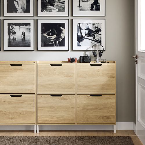 Meuble D'entrée, Armoire à Chaussures, Meuble De Rangement, Commode à 4 Abattants, Naturel,fsr100-n