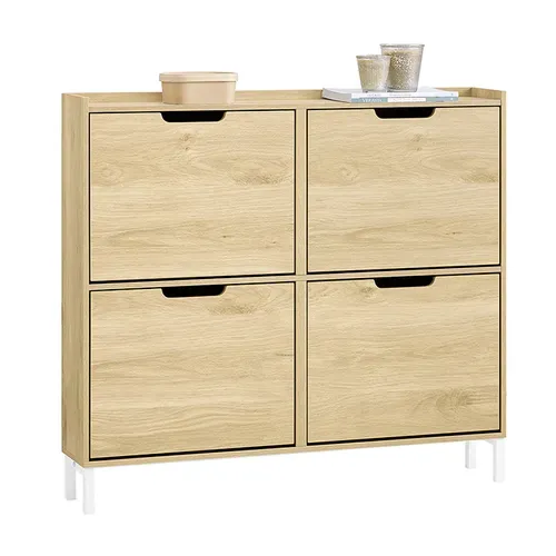 Meuble D'entrée, Armoire à Chaussures, Meuble De Rangement, Commode à 4 Abattants, Naturel,fsr100-n