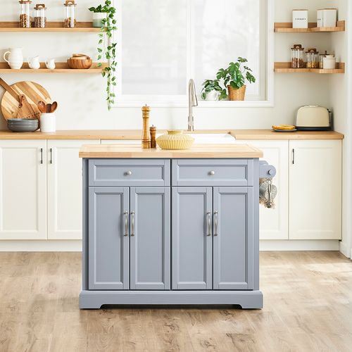 Îlot De Cuisine à Deux Tiroirs 115x71x92.5cm Fonctionnel Fkw71-ii-hg