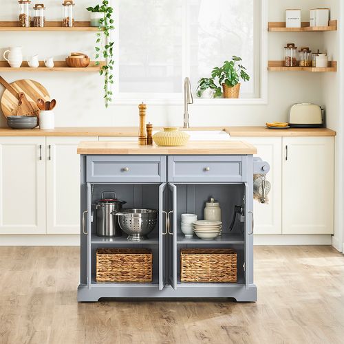 Îlot De Cuisine à Deux Tiroirs 115x71x92.5cm Fonctionnel Fkw71-ii-hg