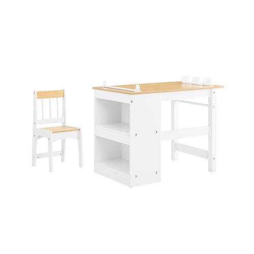 Ensemble Table Et Chaise Enfant Avec 2 Étagères Kmb60-nw