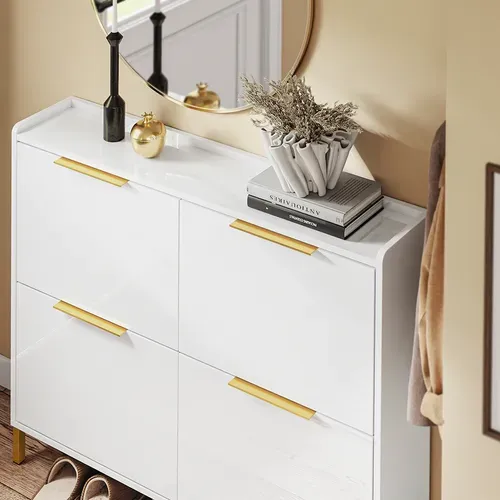 Sobuy Meuble à Chaussures 4 Portes Blanc 100x19.1x88.6cm Nordique Fsr206-gw