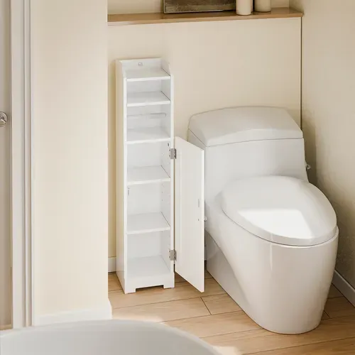 Armoire Rangement Wc Blanc 20x18x95cm Frg177-ii-w