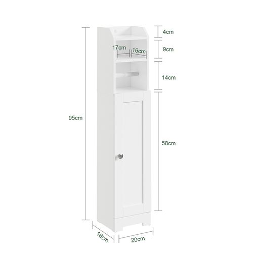 Armoire Rangement Wc Blanc 20x18x95cm Frg177-ii-w