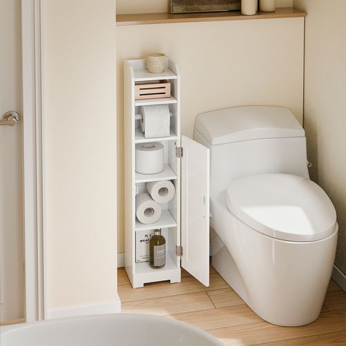 Armoire Rangement Wc Blanc 20x18x95cm Frg177-ii-w