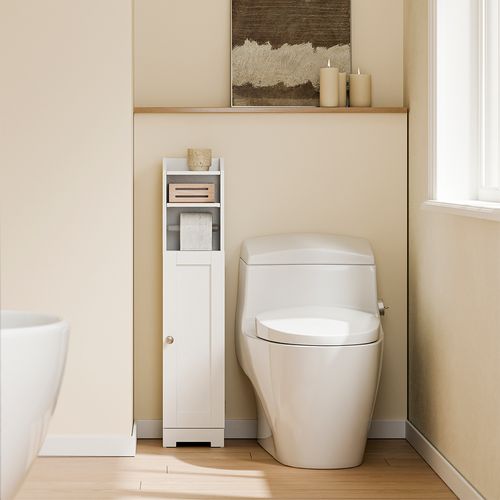 Armoire Rangement Wc Blanc 20x18x95cm Frg177-ii-w