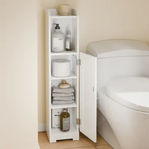 Armoire Rangement Wc Blanc 20x18x95cm Frg177-ii-w