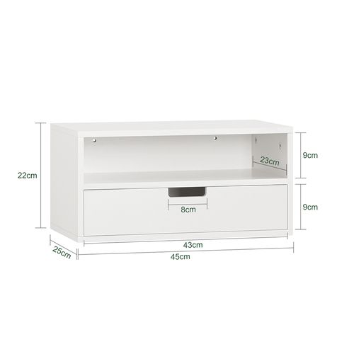 Table De Chevet à 2 Tiroirs Blanc 45x25x22cm Moderne Nkd03-wx2