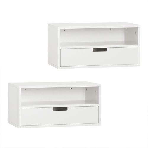 Table De Chevet à 2 Tiroirs Blanc 45x25x22cm Moderne Nkd03-wx2