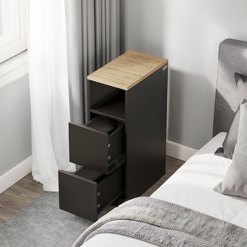 Chevet Avec 2 Tiroirs Noir 35x20x60cm Fbt149-sch