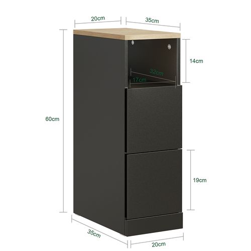 Chevet Avec 2 Tiroirs Noir 35x20x60cm Fbt149-sch