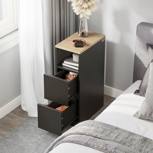 Chevet Avec 2 Tiroirs Noir 35x20x60cm Fbt149-sch