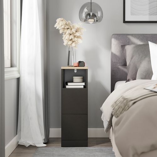 Chevet Avec 2 Tiroirs Noir 35x20x60cm Fbt149-sch