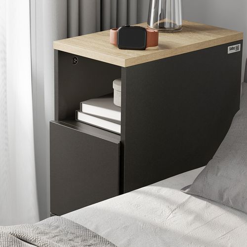 Chevet Avec 2 Tiroirs Noir 35x20x60cm Fbt149-sch